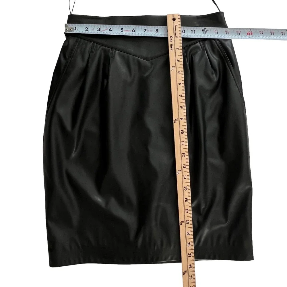Anne Fontaine Vegan Black Faux Leather Pencil Skirt Women Size 38/US 2-4